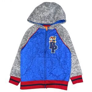 Paw Patrol Nickelodeon Boys Blue & Grey Full Zip Quilted Hooded Jacket Size 5